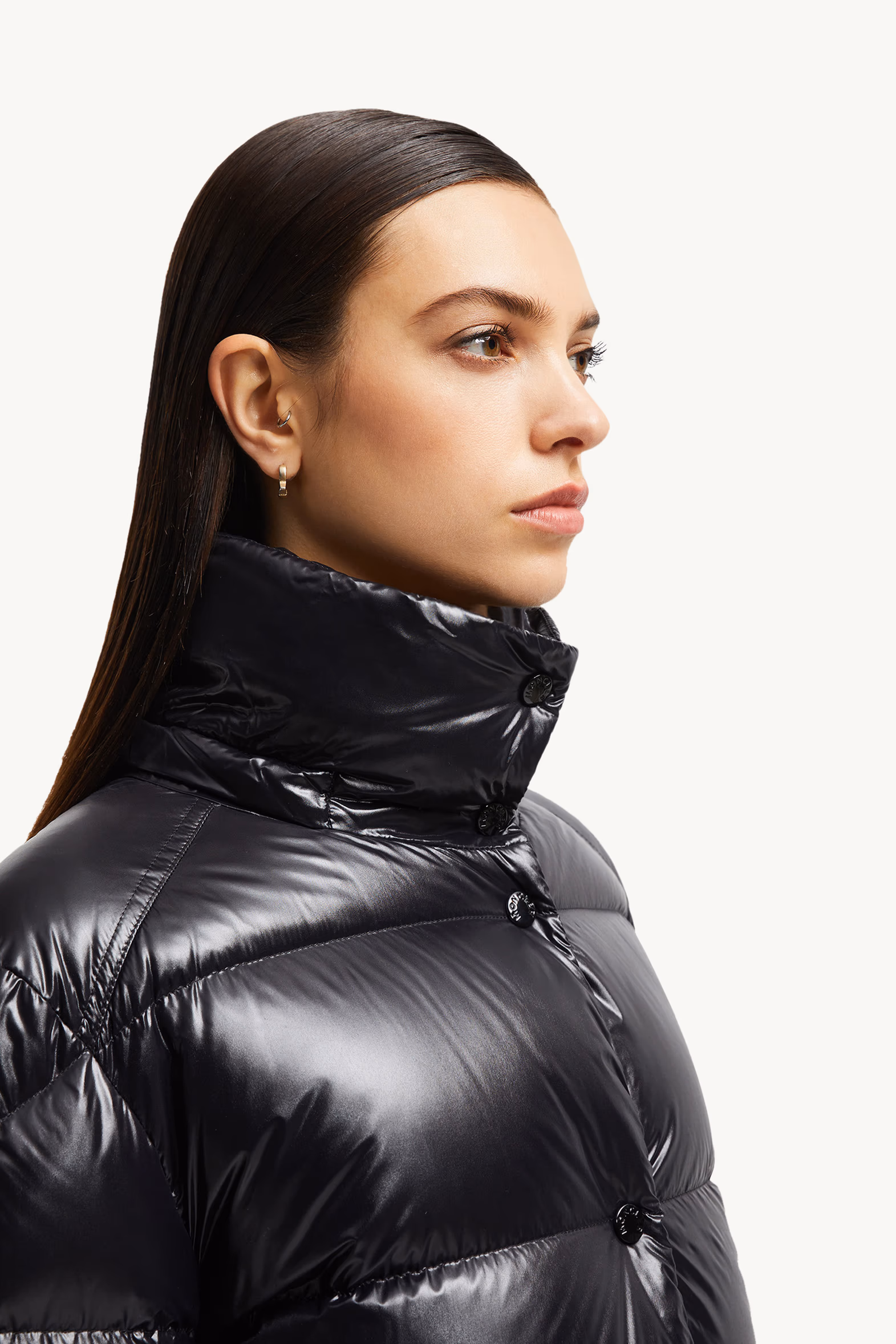 Cavettaz Hooded Long Down Jacket Women Black Moncler 7